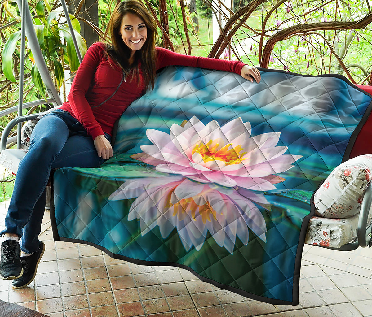 Pink Water Lily Print Quilt