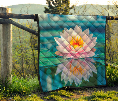 Pink Water Lily Print Quilt