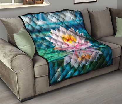 Pink Water Lily Print Quilt