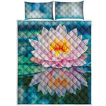 Pink Water Lily Print Quilt Bed Set