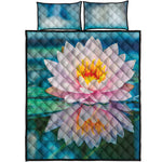 Pink Water Lily Print Quilt Bed Set