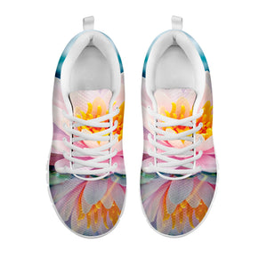 Pink Water Lily Print White Sneakers