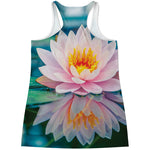 Pink Water Lily Print Women's Racerback Tank Top