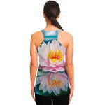 Pink Water Lily Print Women's Racerback Tank Top