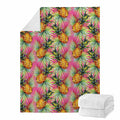 Pink Watercolor Pineapple Pattern Print Blanket