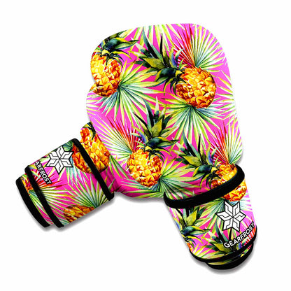 Pink Watercolor Pineapple Pattern Print Boxing Gloves