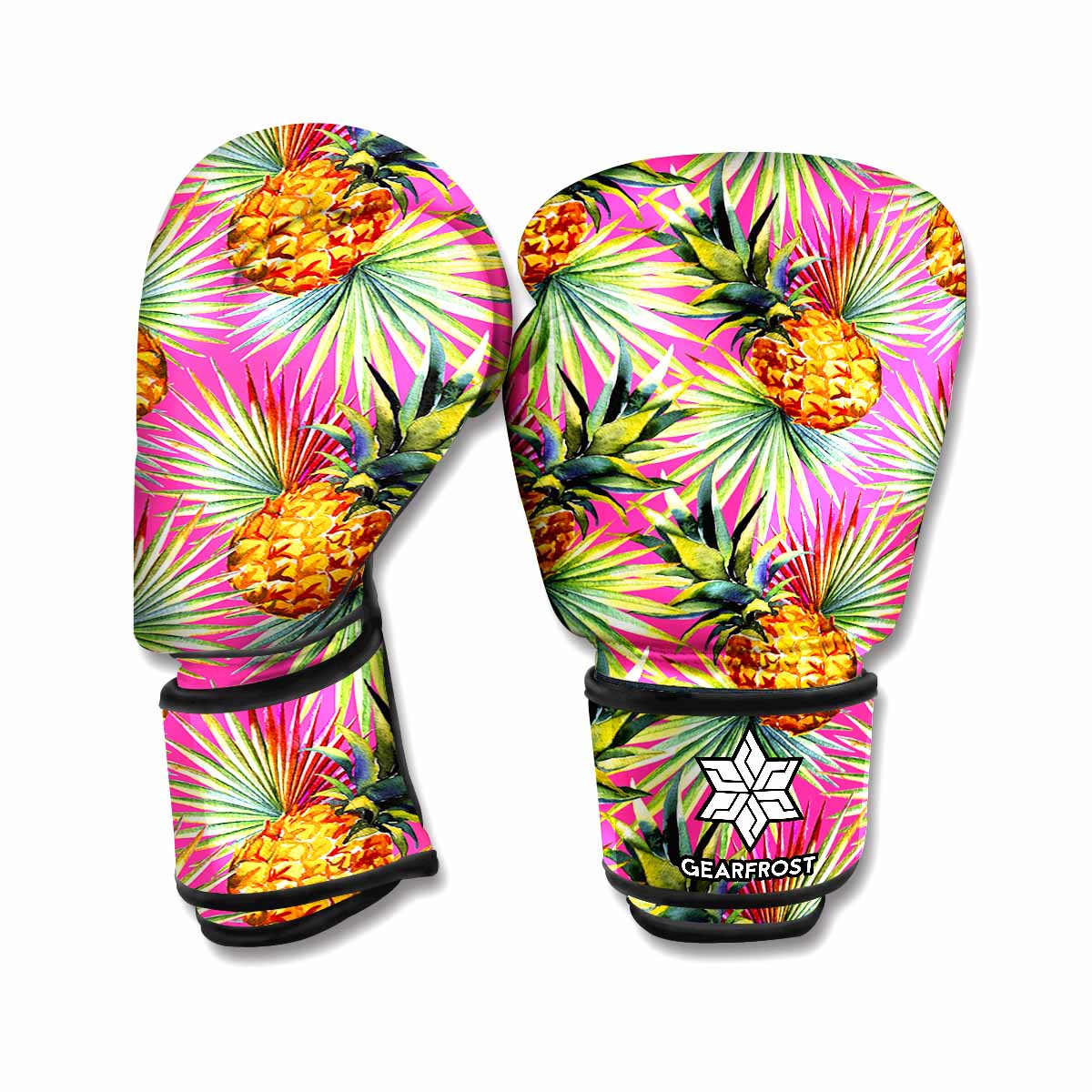 Pink Watercolor Pineapple Pattern Print Boxing Gloves
