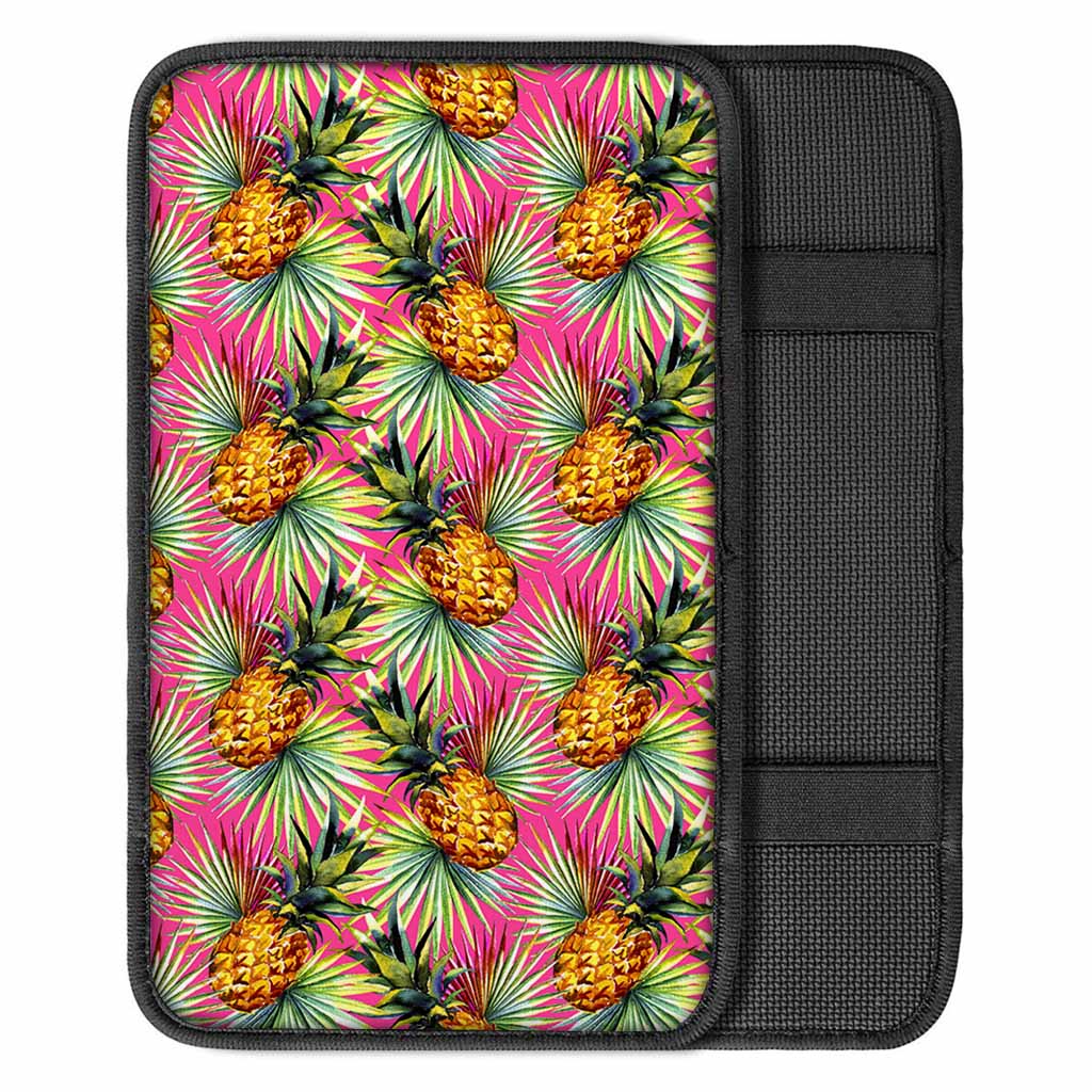 Pink Watercolor Pineapple Pattern Print Car Center Console Cover