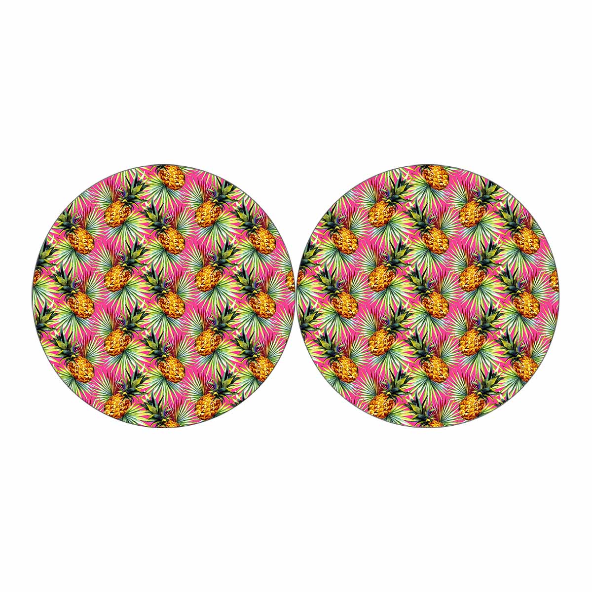 Pink Watercolor Pineapple Pattern Print Car Coasters