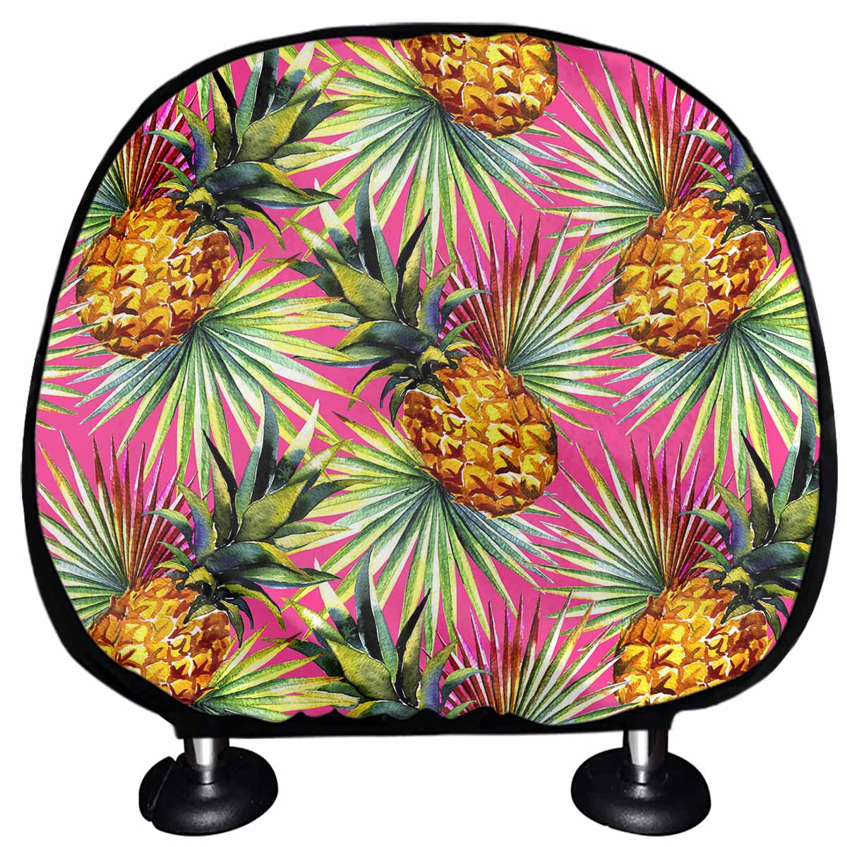 Pink Watercolor Pineapple Pattern Print Car Headrest Covers