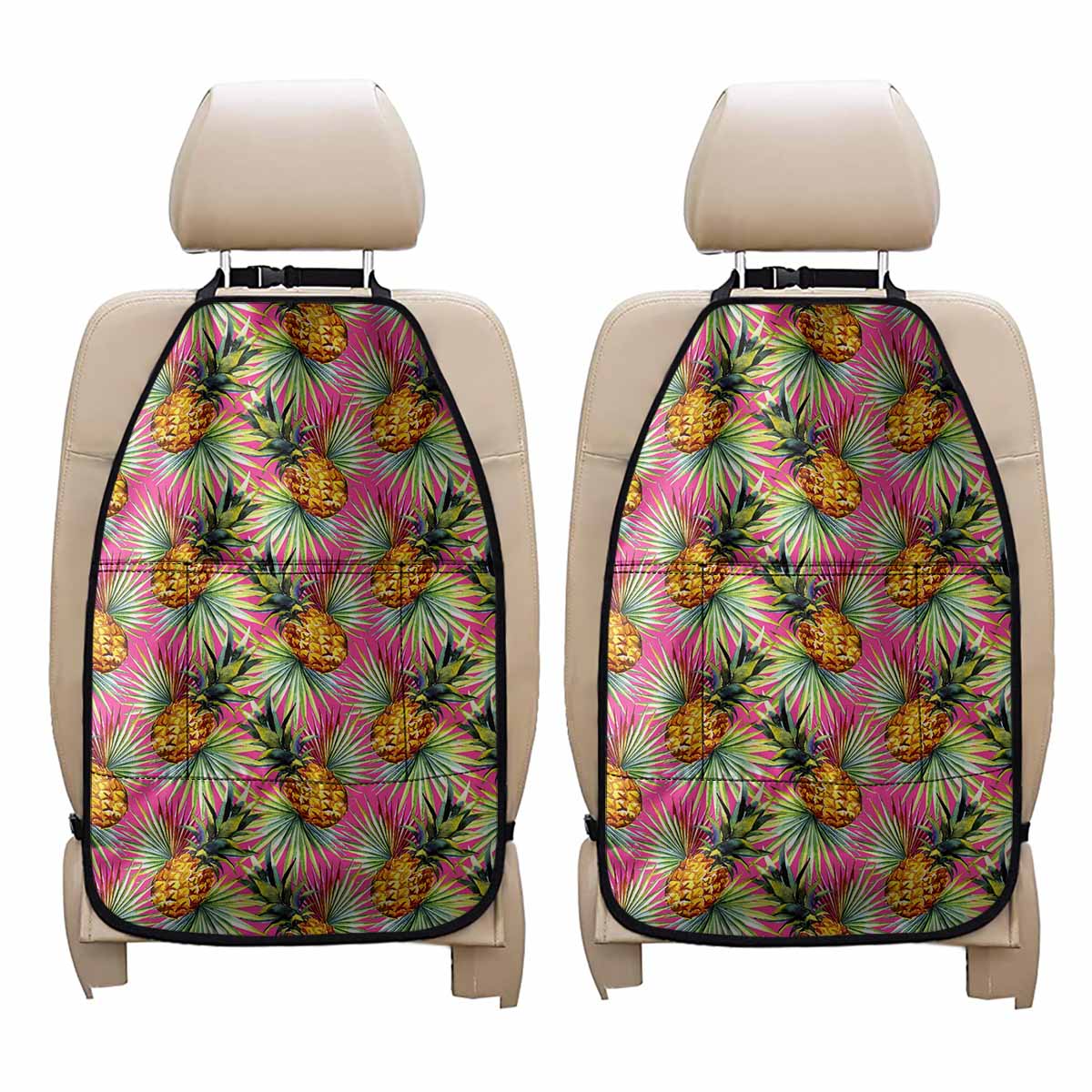 Pink Watercolor Pineapple Pattern Print Car Seat Organizers