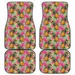 Pink Watercolor Pineapple Pattern Print Front and Back Car Floor Mats