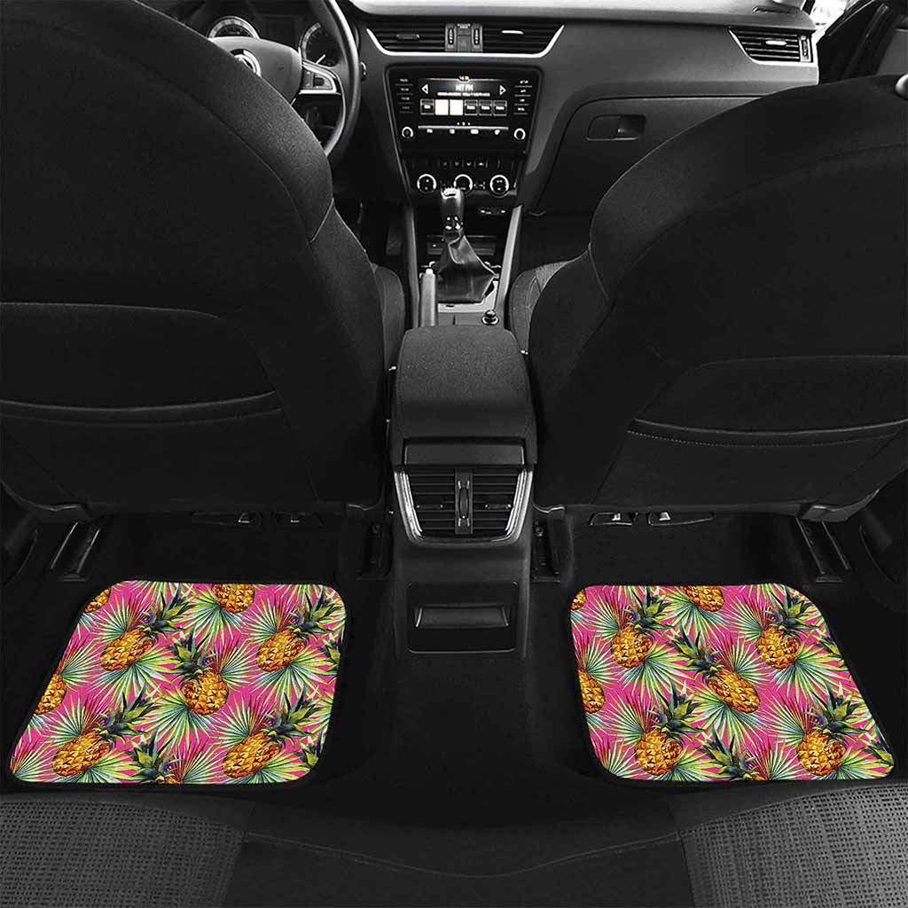 Pink Watercolor Pineapple Pattern Print Front and Back Car Floor Mats