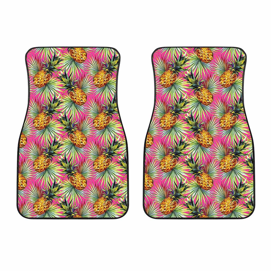 Pink Watercolor Pineapple Pattern Print Front Car Floor Mats