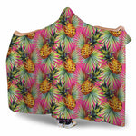 Pink Watercolor Pineapple Pattern Print Hooded Blanket