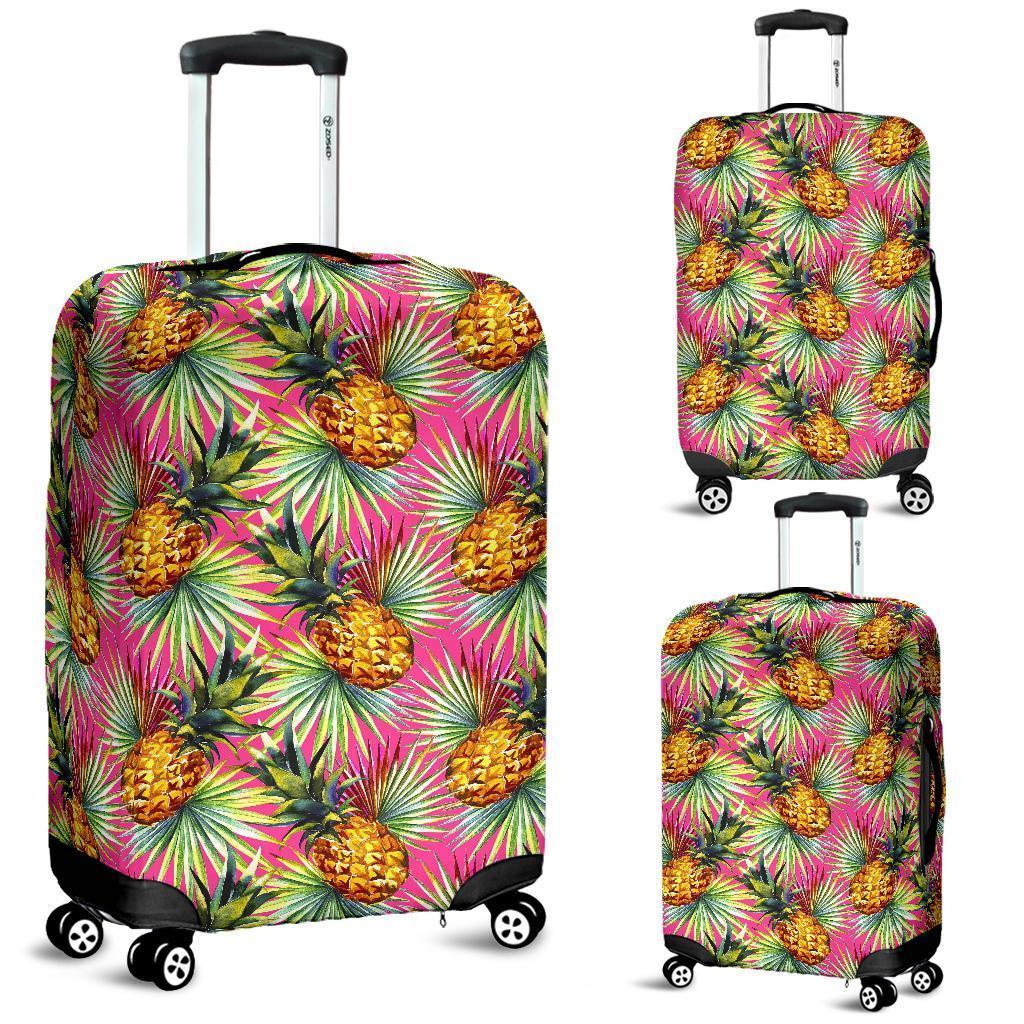 Pink Watercolor Pineapple Pattern Print Luggage Cover GearFrost