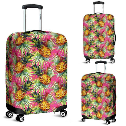 Pink Watercolor Pineapple Pattern Print Luggage Cover GearFrost