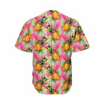 Pink Watercolor Pineapple Pattern Print Men's Baseball Jersey