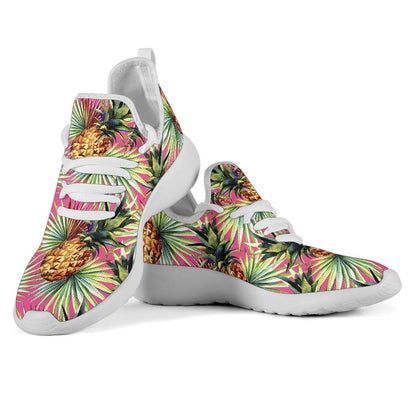 Pink Watercolor Pineapple Pattern Print Mesh Knit Shoes GearFrost