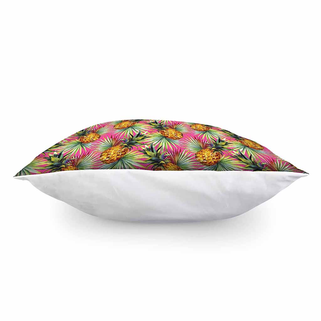 Pink Watercolor Pineapple Pattern Print Pillow Cover