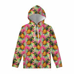 Pink Watercolor Pineapple Pattern Print Pullover Hoodie