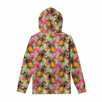Pink Watercolor Pineapple Pattern Print Pullover Hoodie