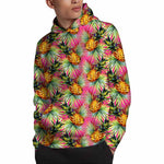 Pink Watercolor Pineapple Pattern Print Pullover Hoodie