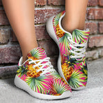 Pink Watercolor Pineapple Pattern Print Sport Shoes GearFrost