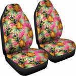 Pink Watercolor Pineapple Pattern Print Universal Fit Car Seat Covers