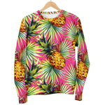 Pink Watercolor Pineapple Pattern Print Women's Crewneck Sweatshirt GearFrost