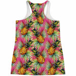 Pink Watercolor Pineapple Pattern Print Women's Racerback Tank Top