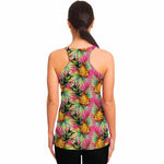 Pink Watercolor Pineapple Pattern Print Women's Racerback Tank Top