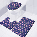 Pink Watercolor Tulip Flower Print 3 Piece Bath Mat Set