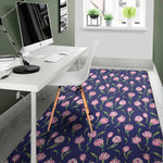 Pink Watercolor Tulip Flower Print Area Rug