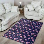 Pink Watercolor Tulip Flower Print Area Rug