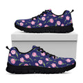 Pink Watercolor Tulip Flower Print Black Running Shoes