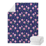 Pink Watercolor Tulip Flower Print Blanket