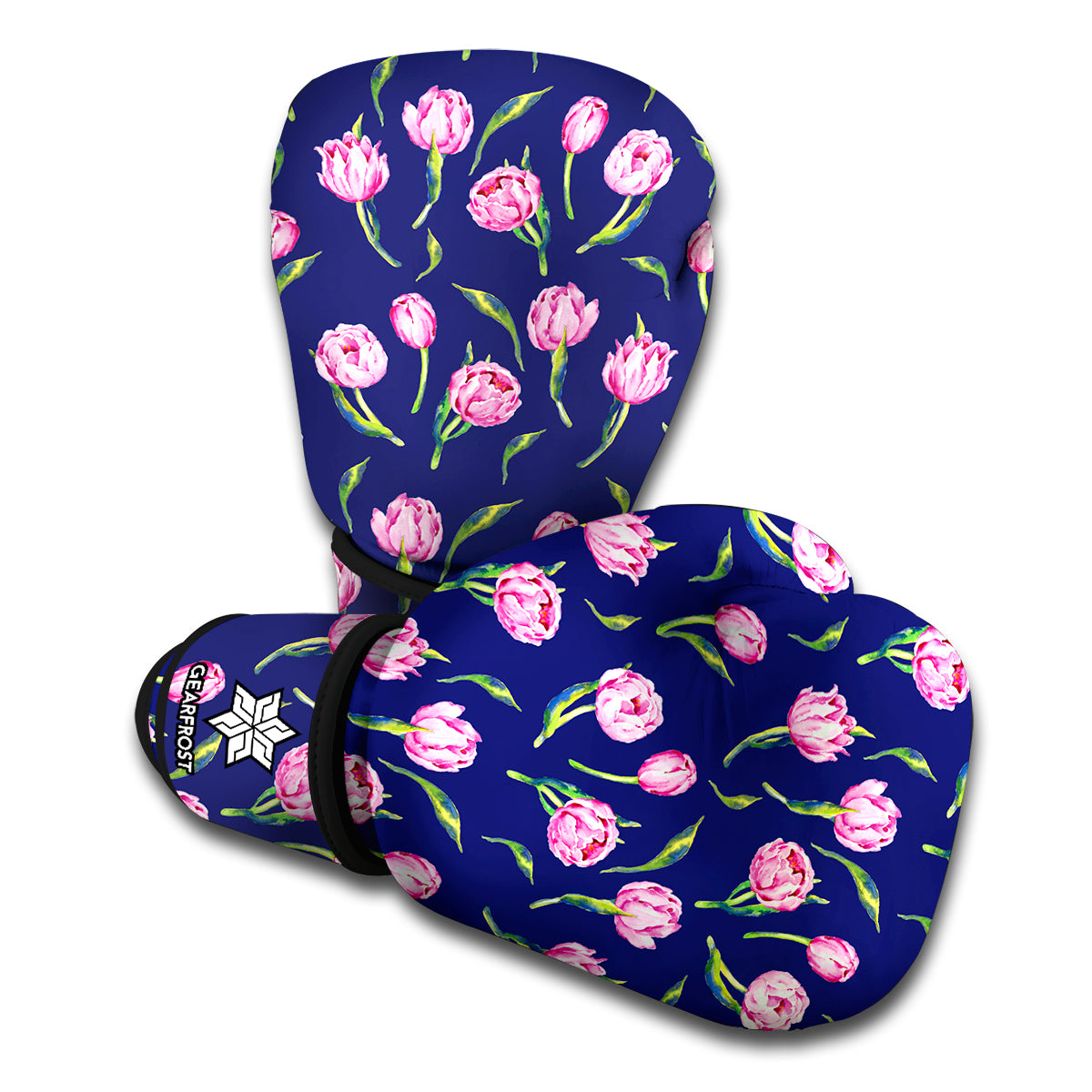 Pink Watercolor Tulip Flower Print Boxing Gloves
