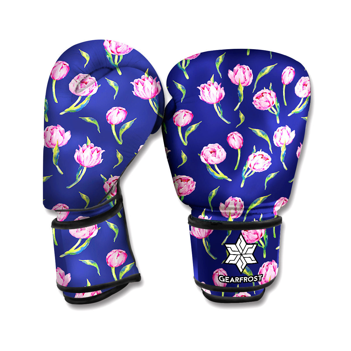 Pink Watercolor Tulip Flower Print Boxing Gloves