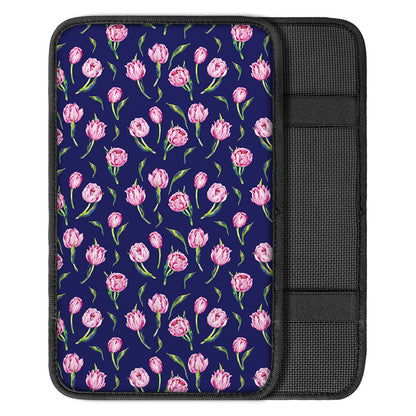 Pink Watercolor Tulip Flower Print Car Center Console Cover