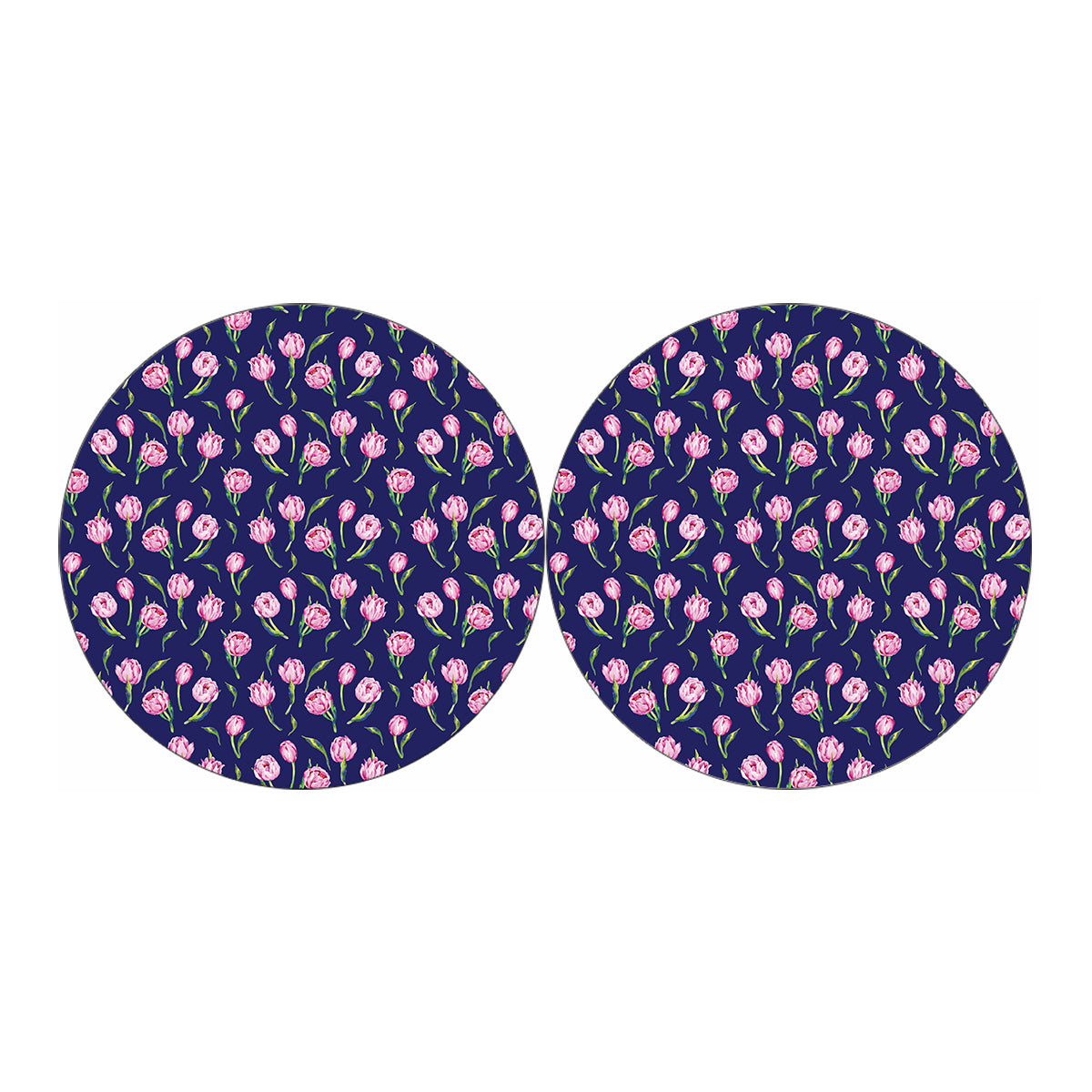 Pink Watercolor Tulip Flower Print Car Coasters