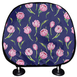 Pink Watercolor Tulip Flower Print Car Headrest Covers
