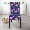 Pink Watercolor Tulip Flower Print Dining Chair Slipcover