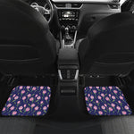 Pink Watercolor Tulip Flower Print Front and Back Car Floor Mats