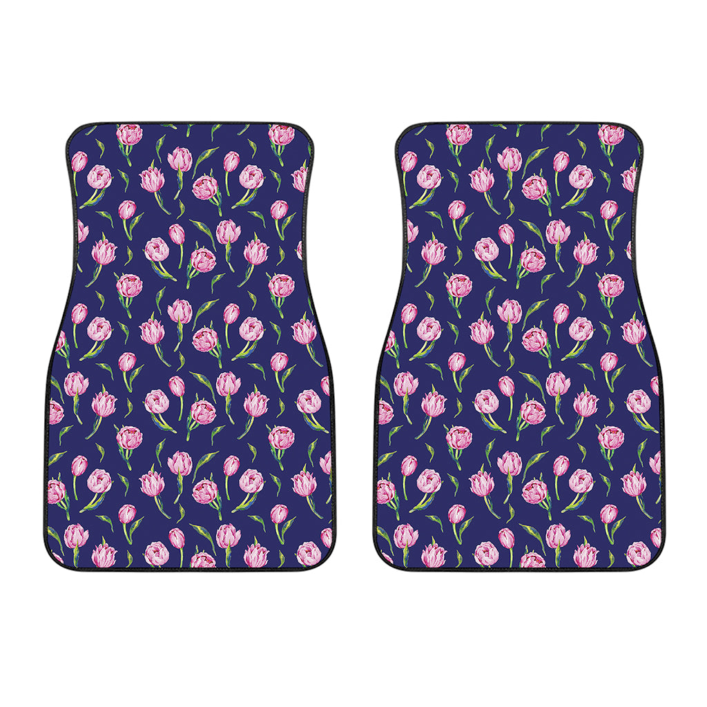 Pink Watercolor Tulip Flower Print Front Car Floor Mats