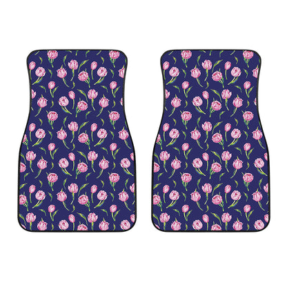 Pink Watercolor Tulip Flower Print Front Car Floor Mats