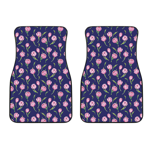 Pink Watercolor Tulip Flower Print Front Car Floor Mats
