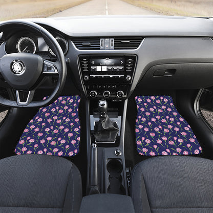 Pink Watercolor Tulip Flower Print Front Car Floor Mats