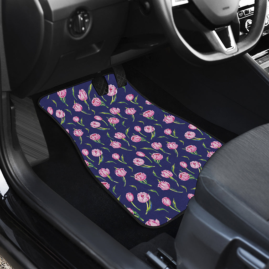 Pink Watercolor Tulip Flower Print Front Car Floor Mats