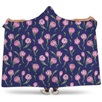 Pink Watercolor Tulip Flower Print Hooded Blanket